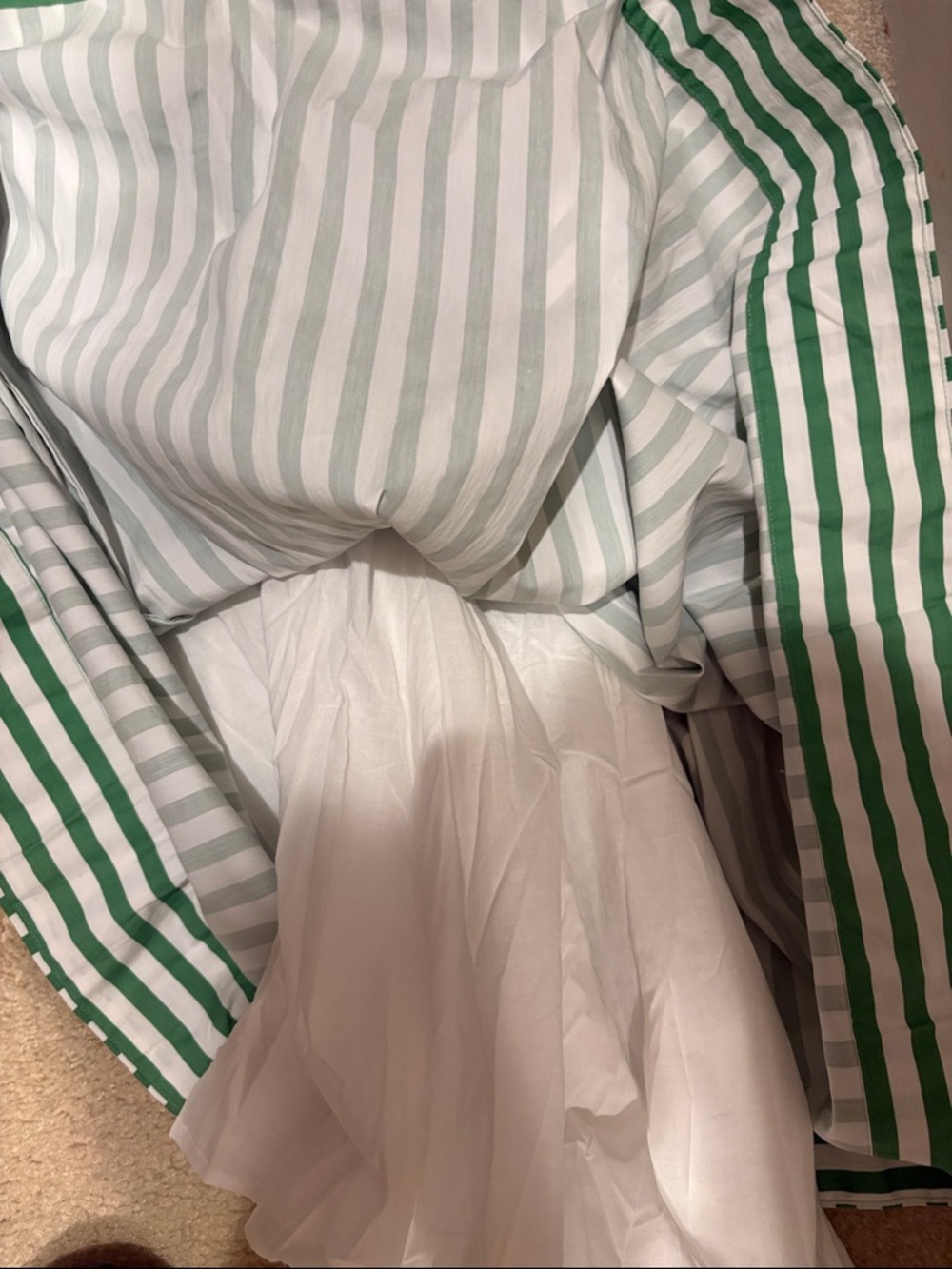 Striped Green and White Maxi Skirt - Women's- Buru - Picture 4 of 4
